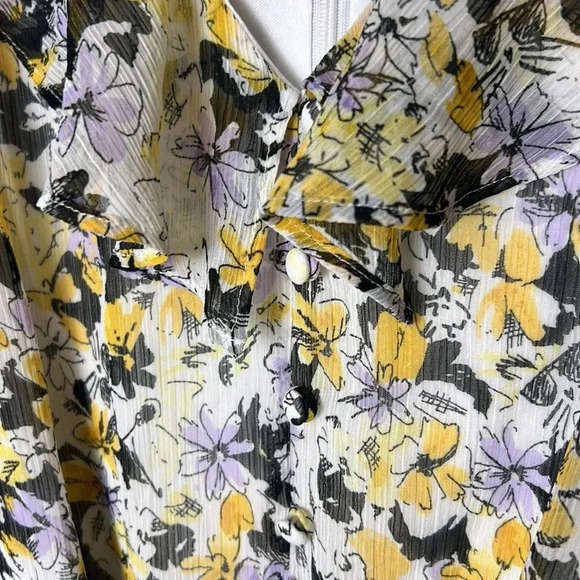 Karl Lagerfeld Ruffled floral sheer babydoll dress,chiffon frill,tiered,tie wrap - Picture 12 of 16